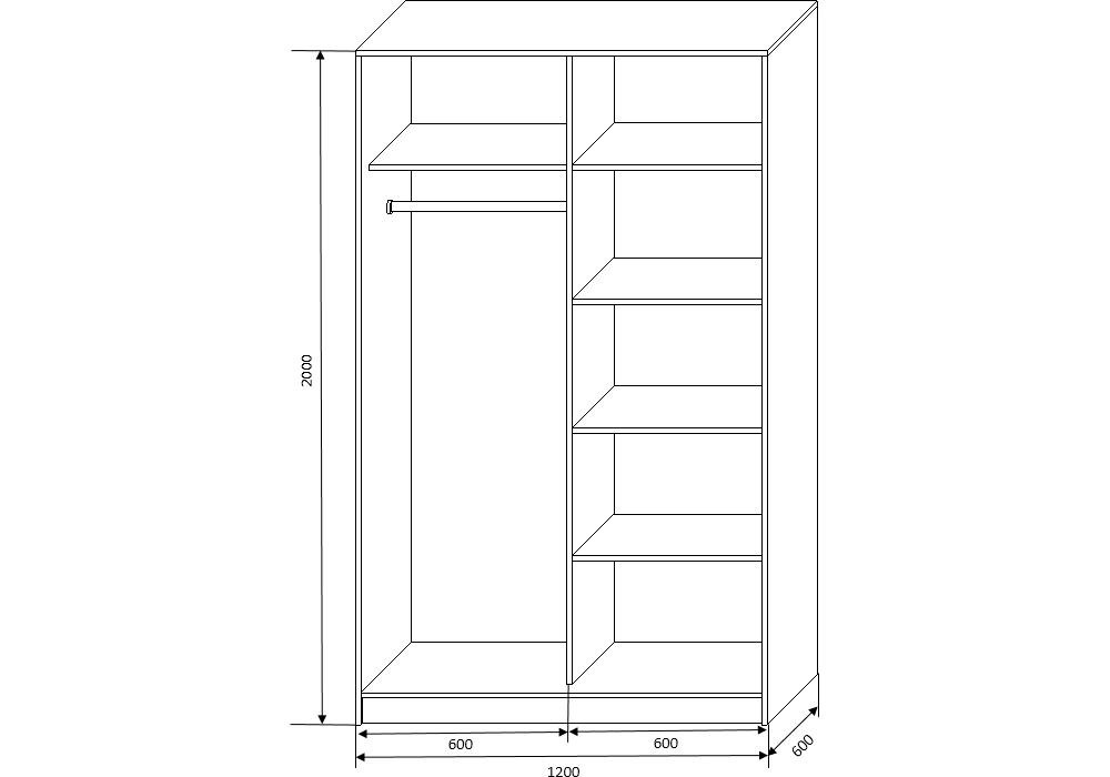 Шкаф-купе с полками Ковентри-4