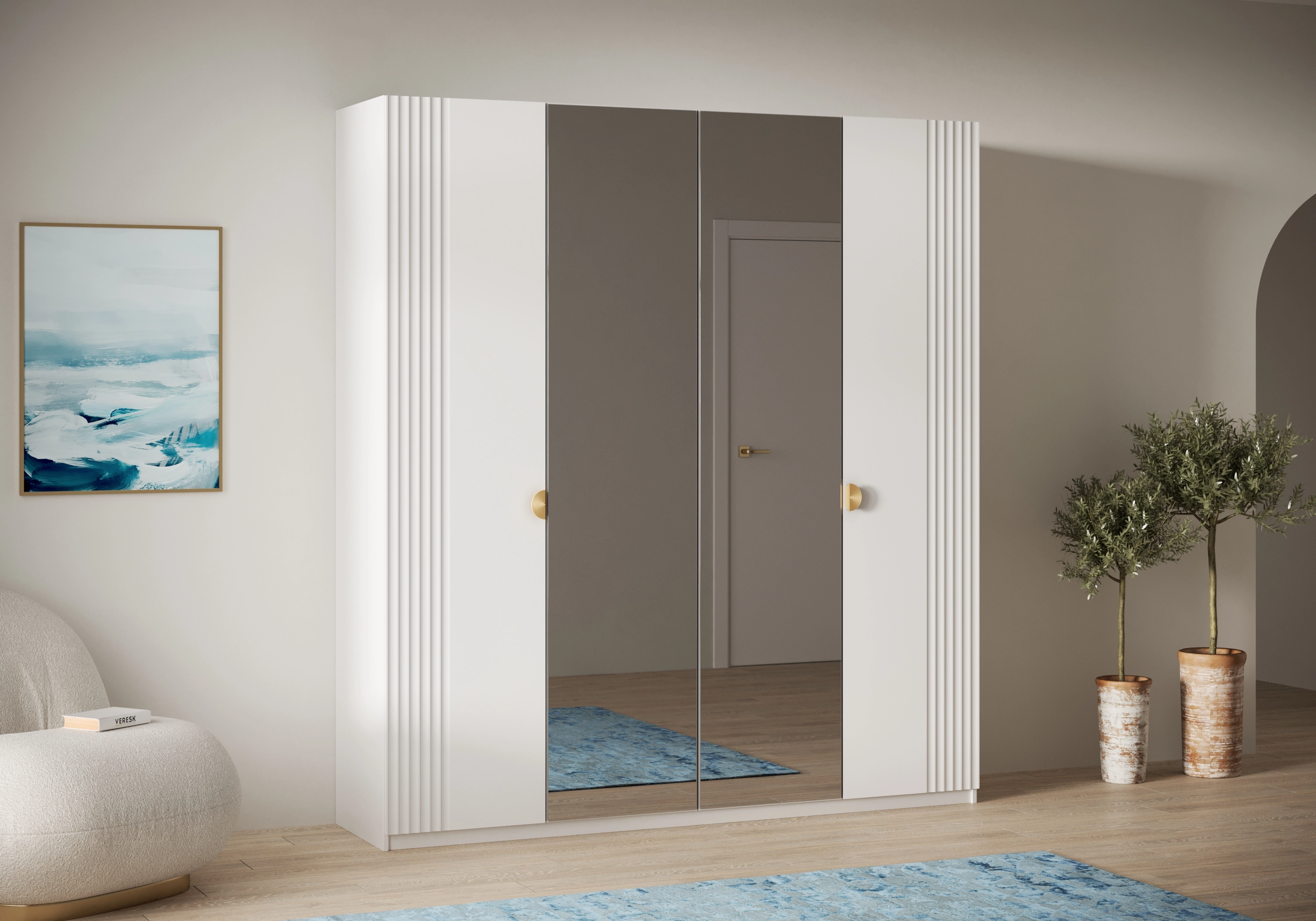 Распашной шкаф Санторини-4 Лайф с зеркалом