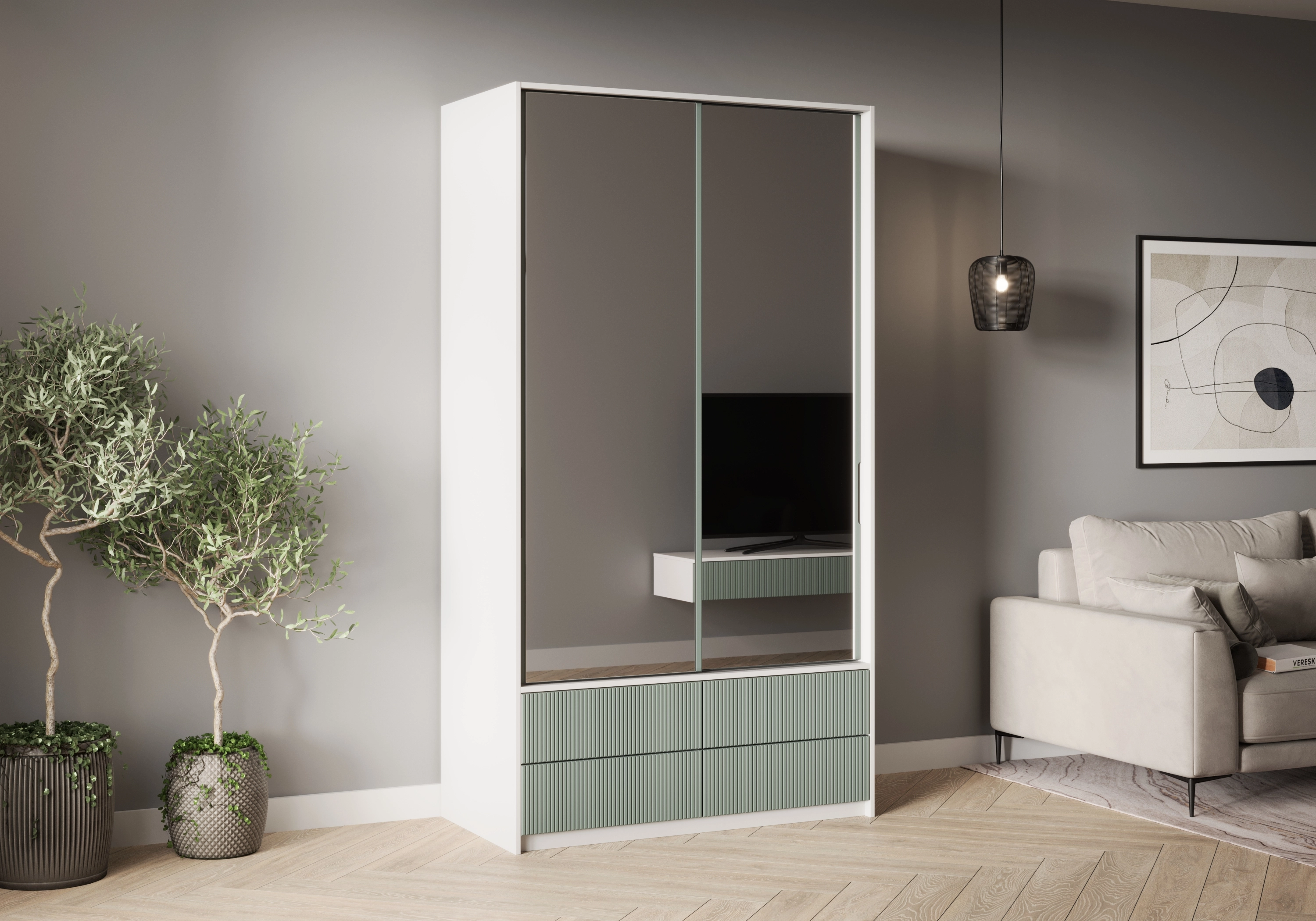 Шкаф-купе с зеркалом Катания-2.2 с зеркалом