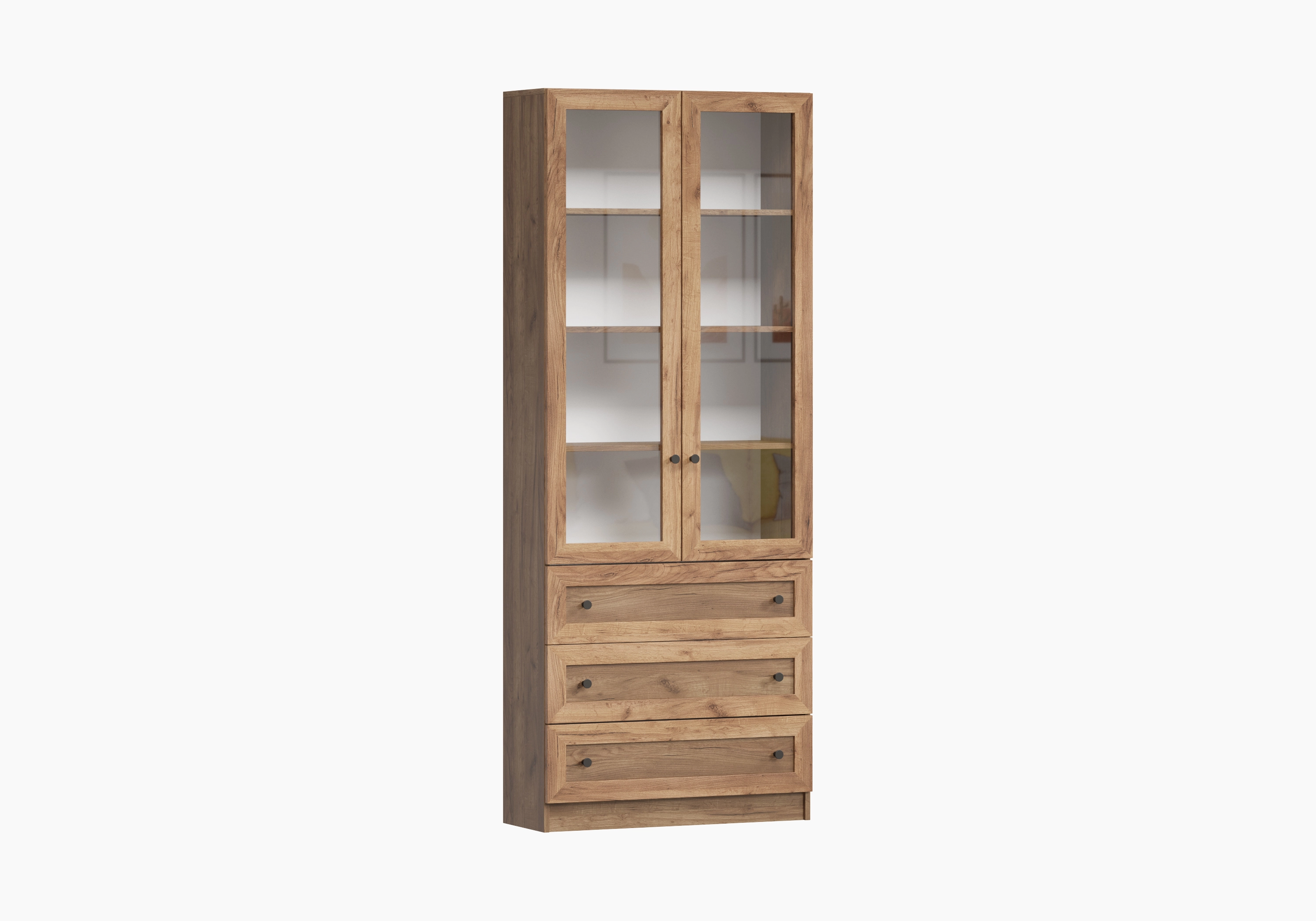 Книжный шкаф-витрина Лестер-7 с ящиками