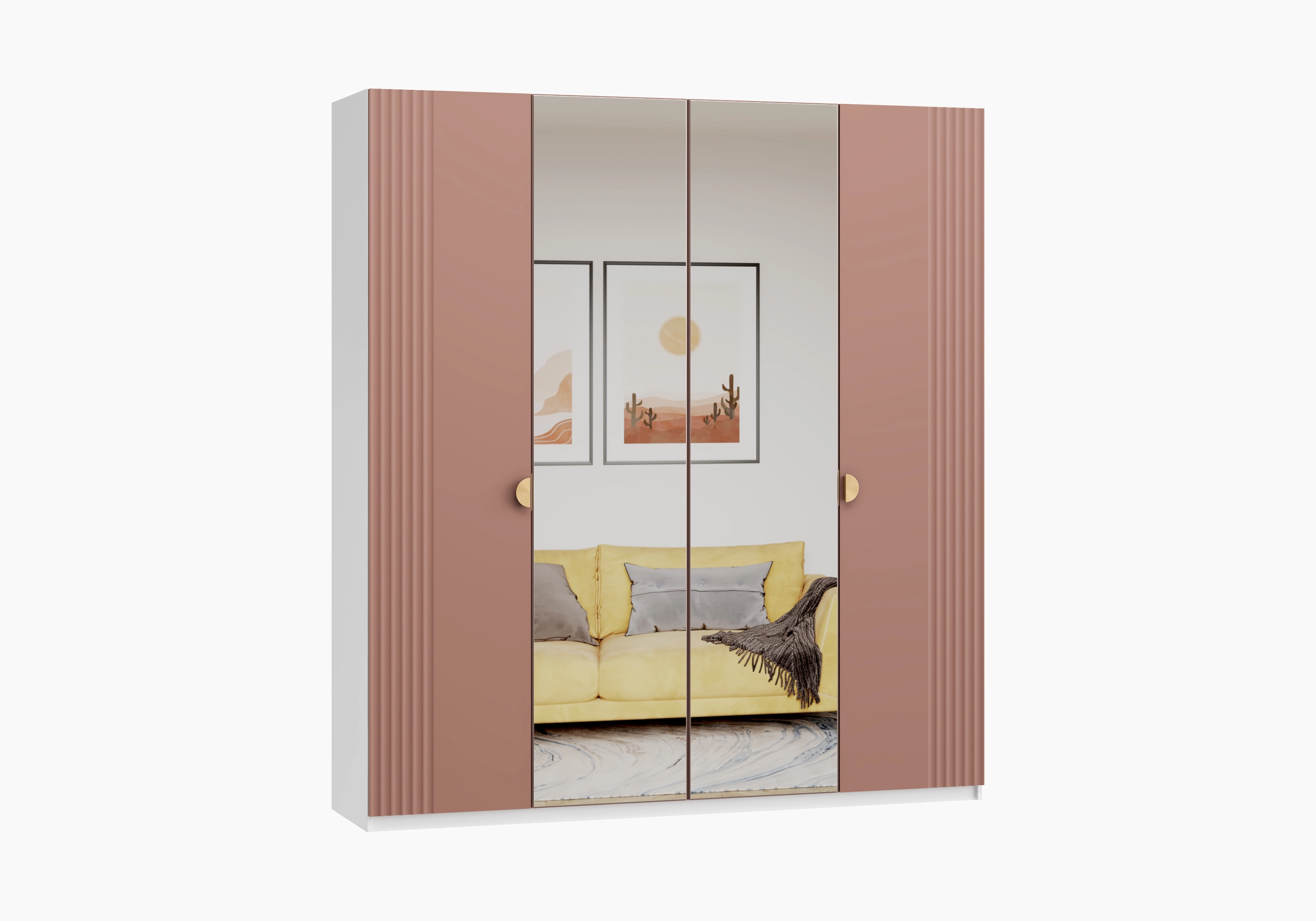 Распашной шкаф Санторини-4 Лайф с зеркалом