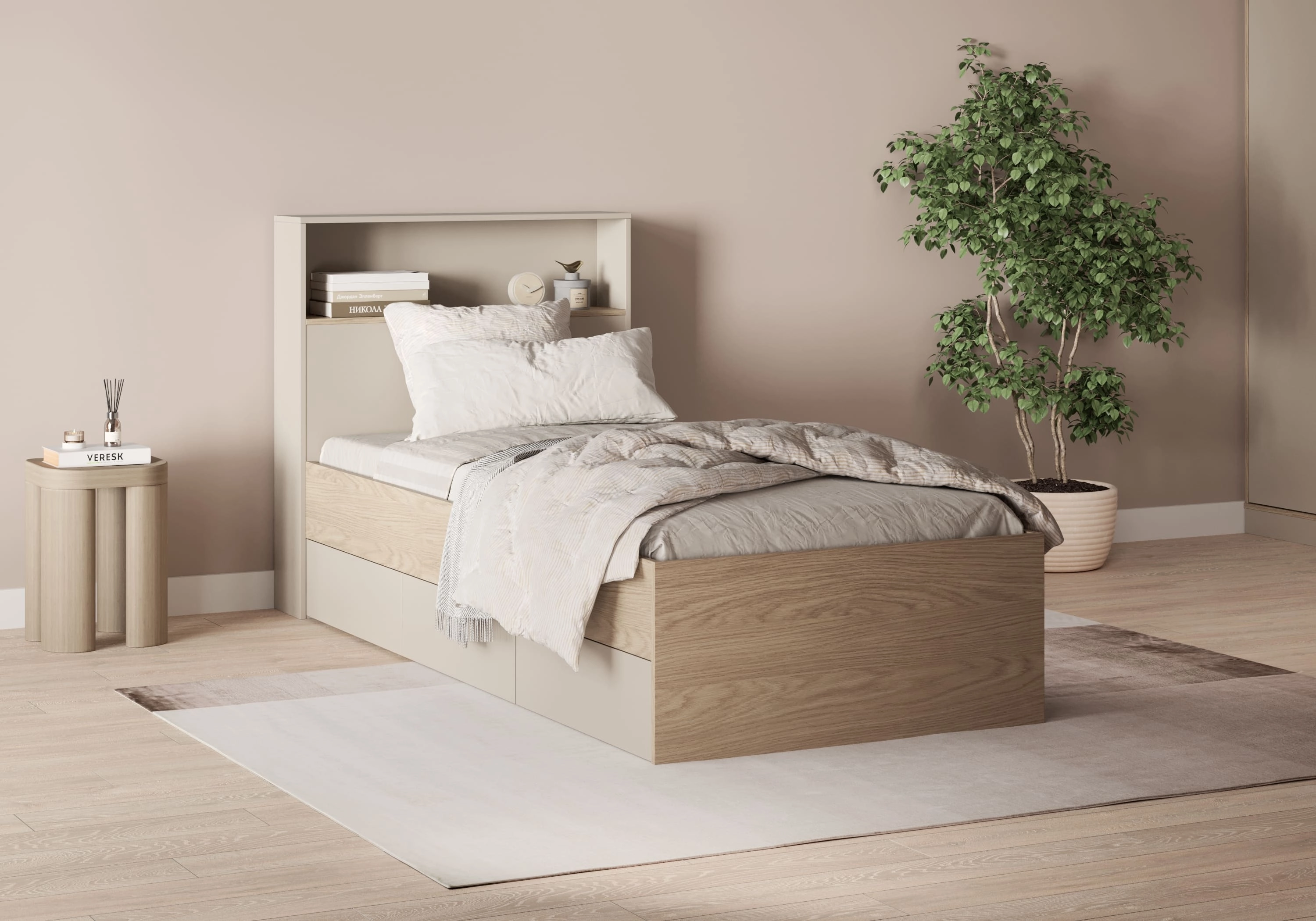 Двуспальная кровать Виггинс-2 6 ящиков