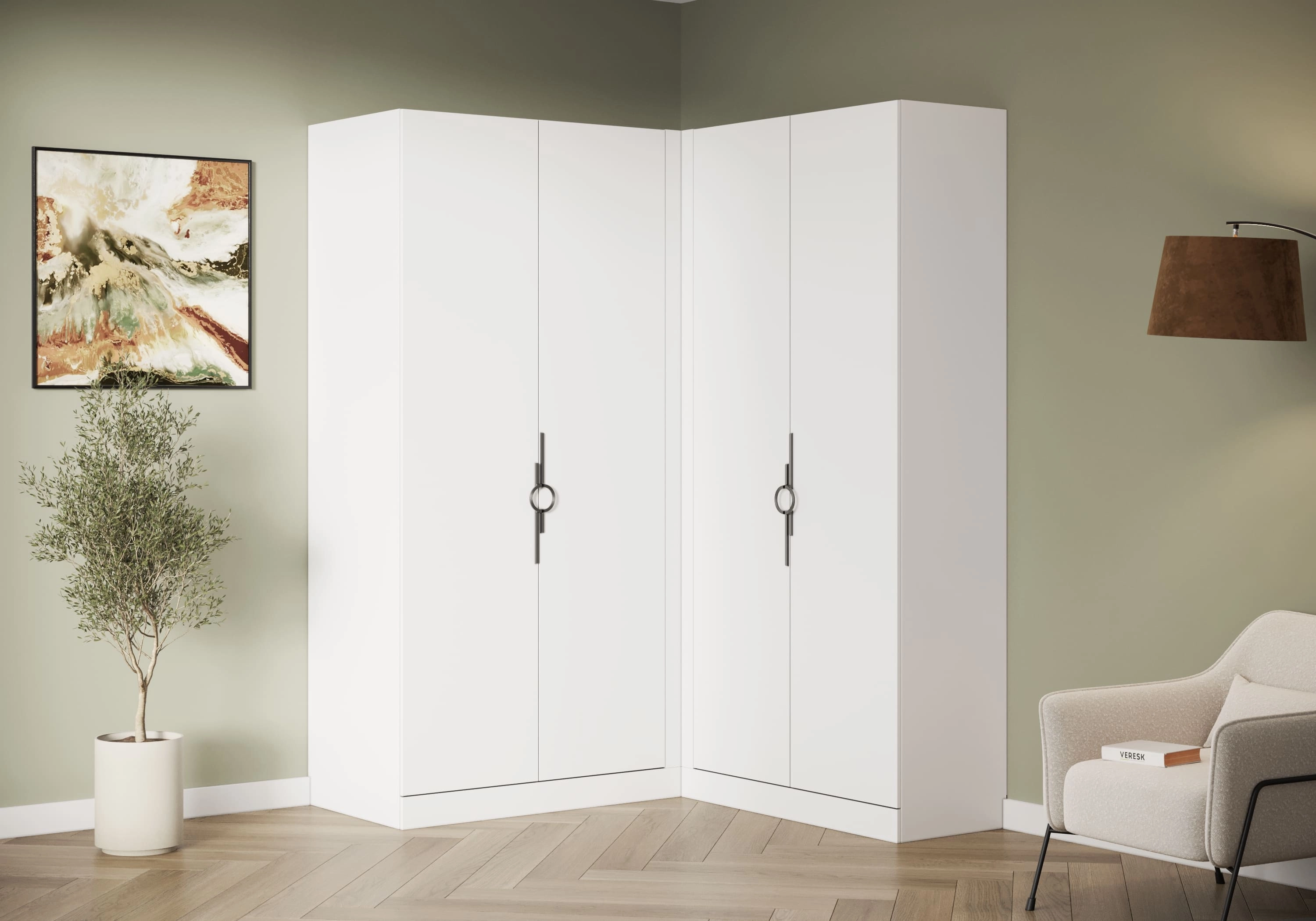 Распашной шкаф угловой Элавия-2-450