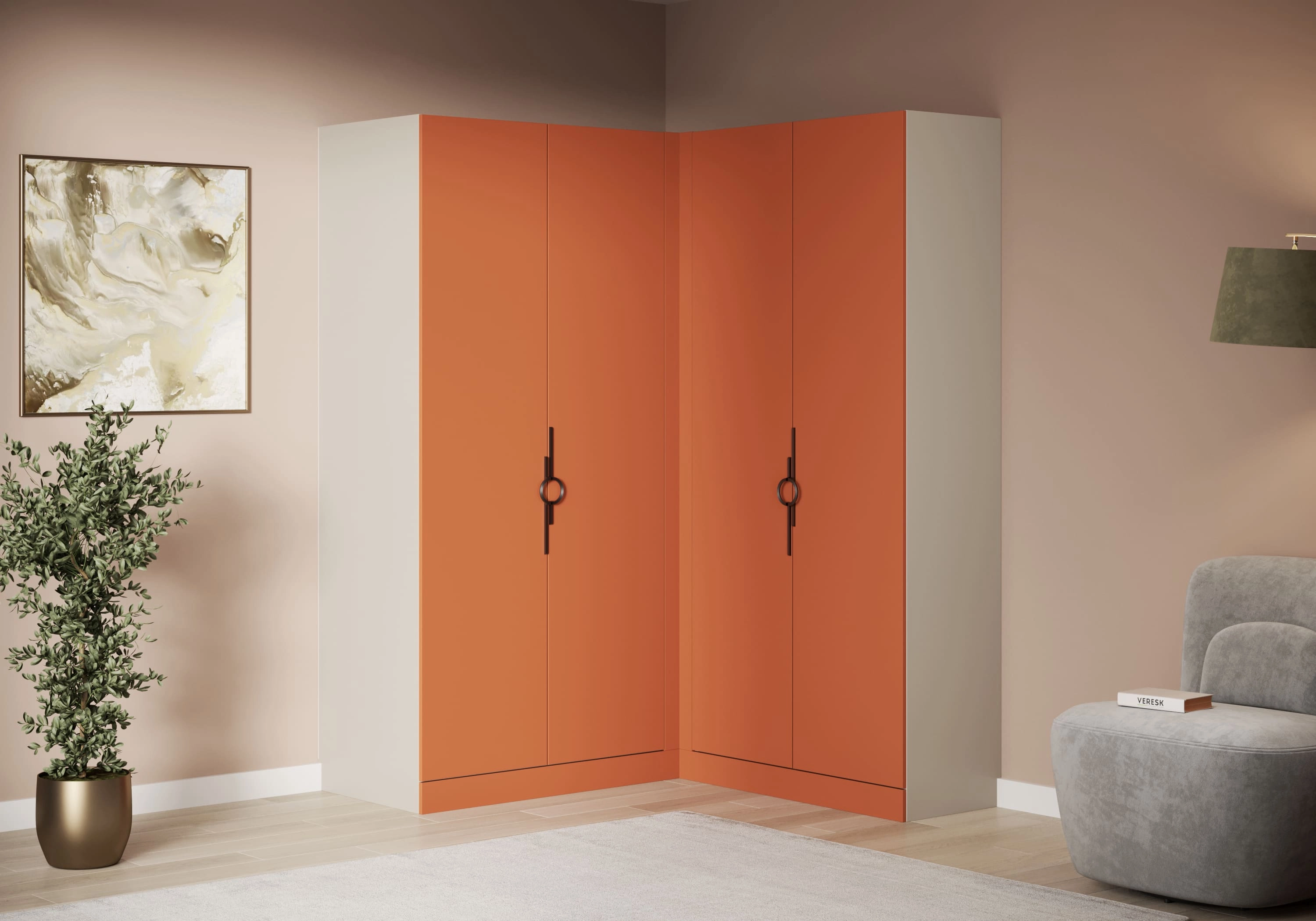 Распашной шкаф угловой Элавия-2-450 Премиум