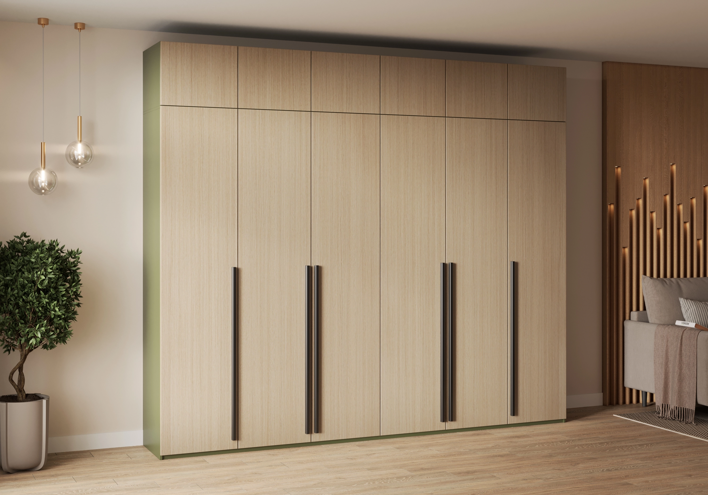 Распашной шкаф Лорэна-6.1 Премиум с антресолью