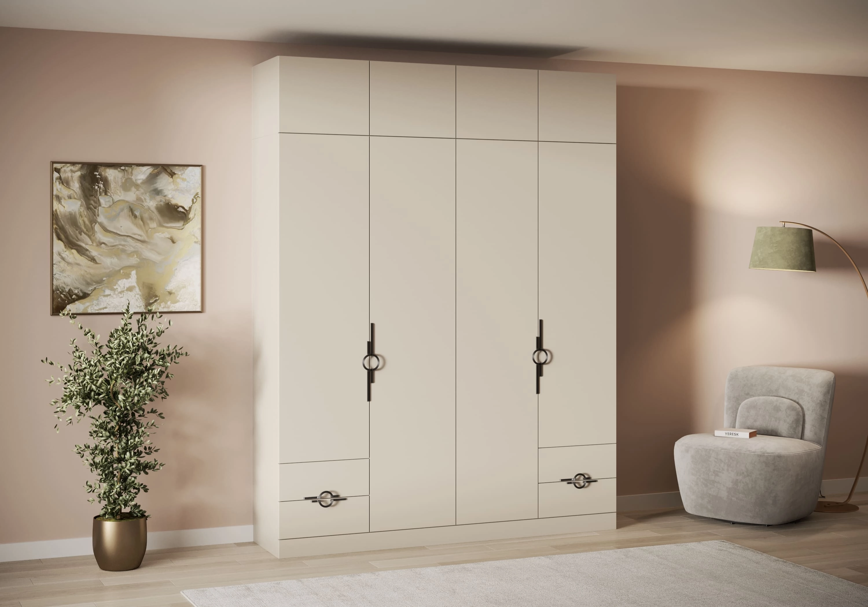 Распашной шкаф Элавия-4.4 Премиум с антресолью