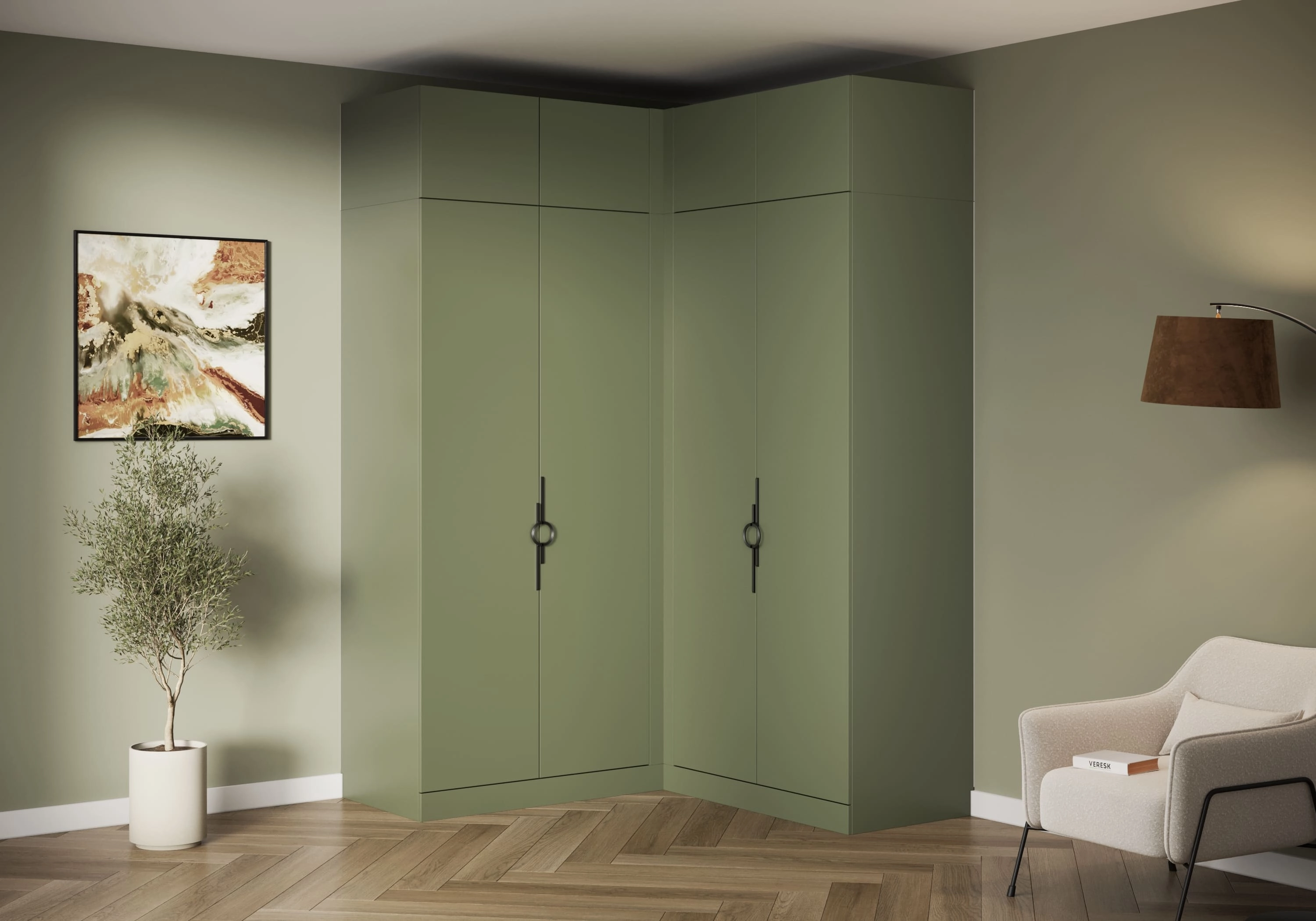 Распашной шкаф угловой Элавия-2-600 с антресолью