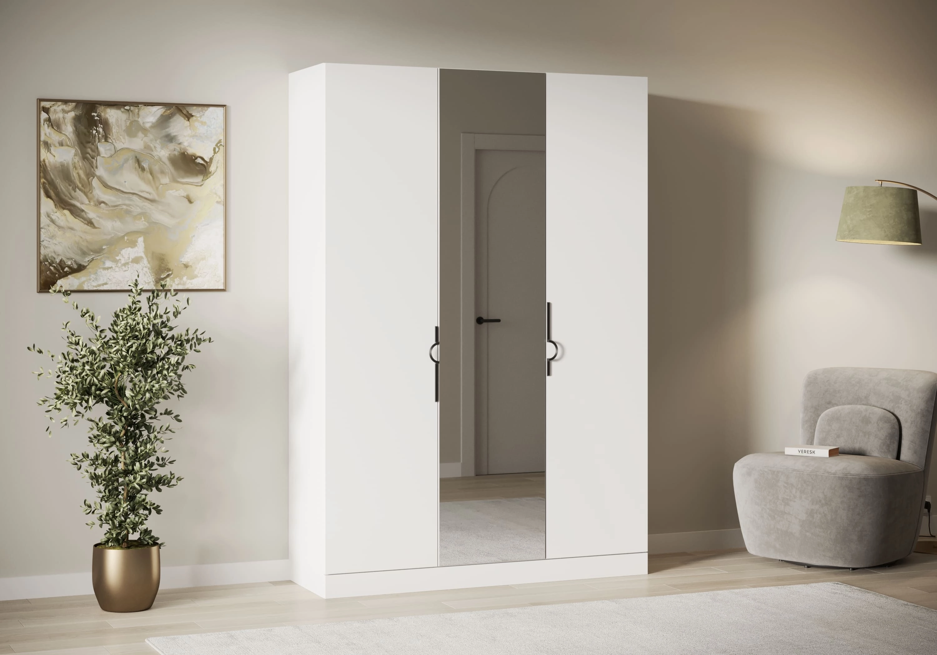 Распашной шкаф Элавия-3 Премиум с зеркалом