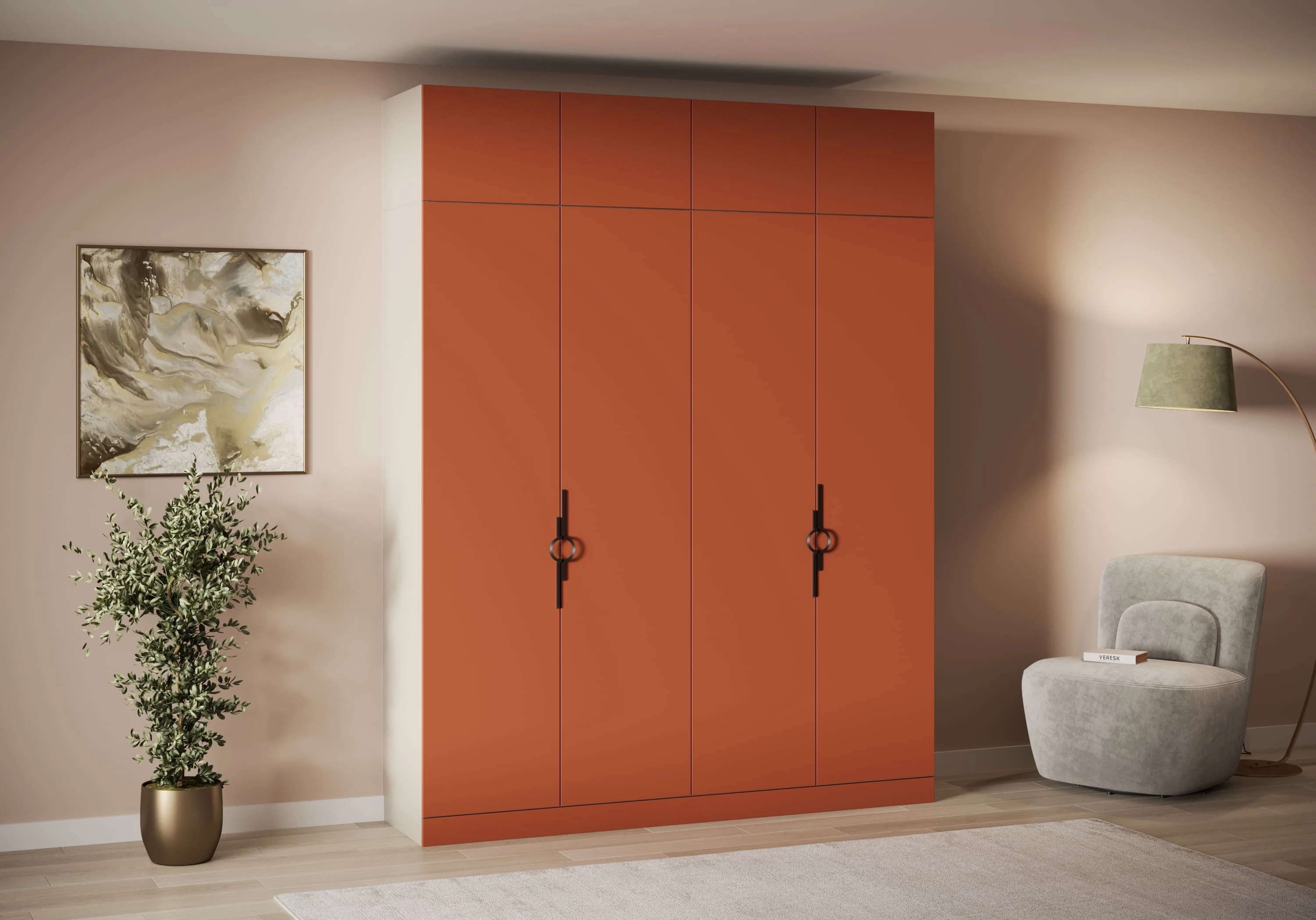 Распашной шкаф Элавия-4 Премиум с антресолью