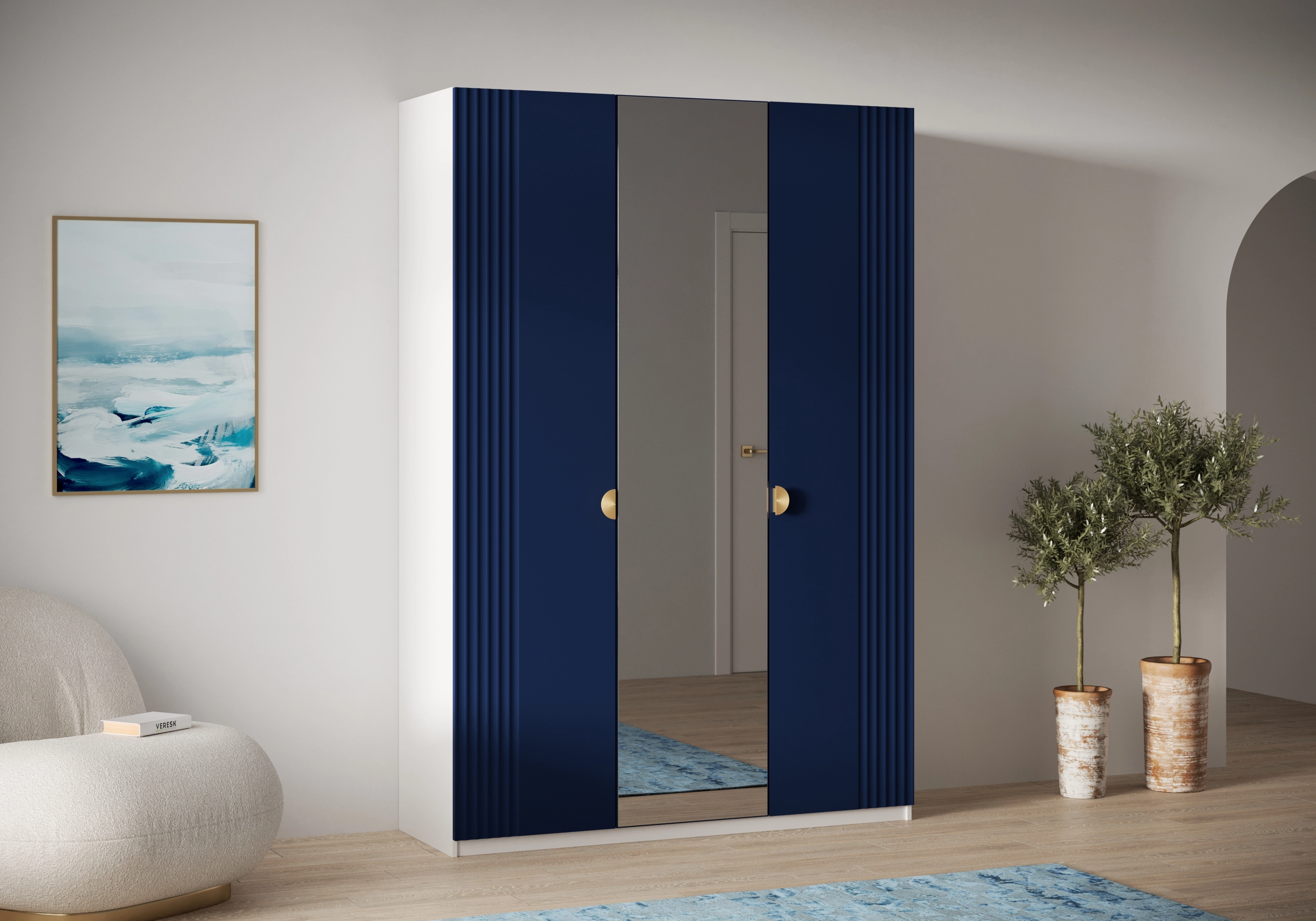 Распашной шкаф Санторини-3 Лайф с зеркалом