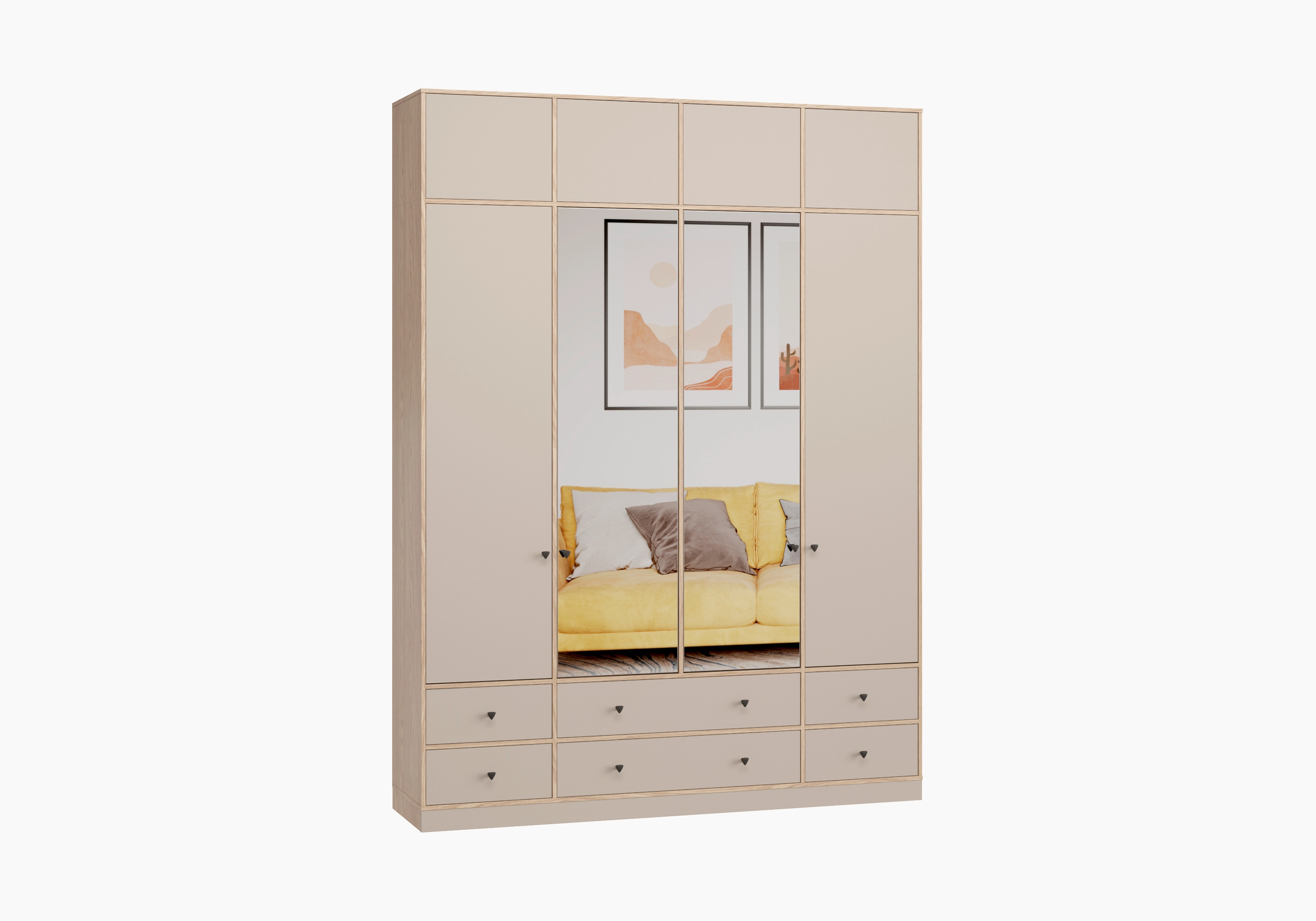 Распашной шкаф Виггинс-4 с зеркалом и антресолью